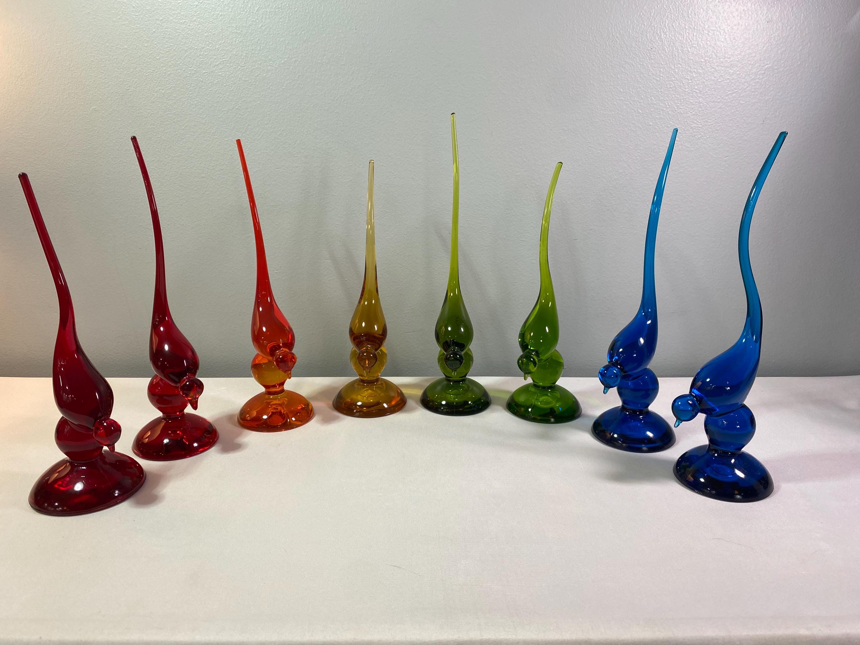 Vintage Viking Glass old バイキング Vintage Viking Glass Bluenique Pulled Bubble Crimped Vase