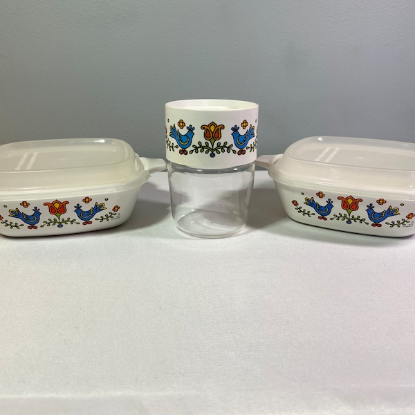 Vintage Corning Ware - Country Festival - Friendship Birds - Casserole Dishes - 1975 - CHOICE