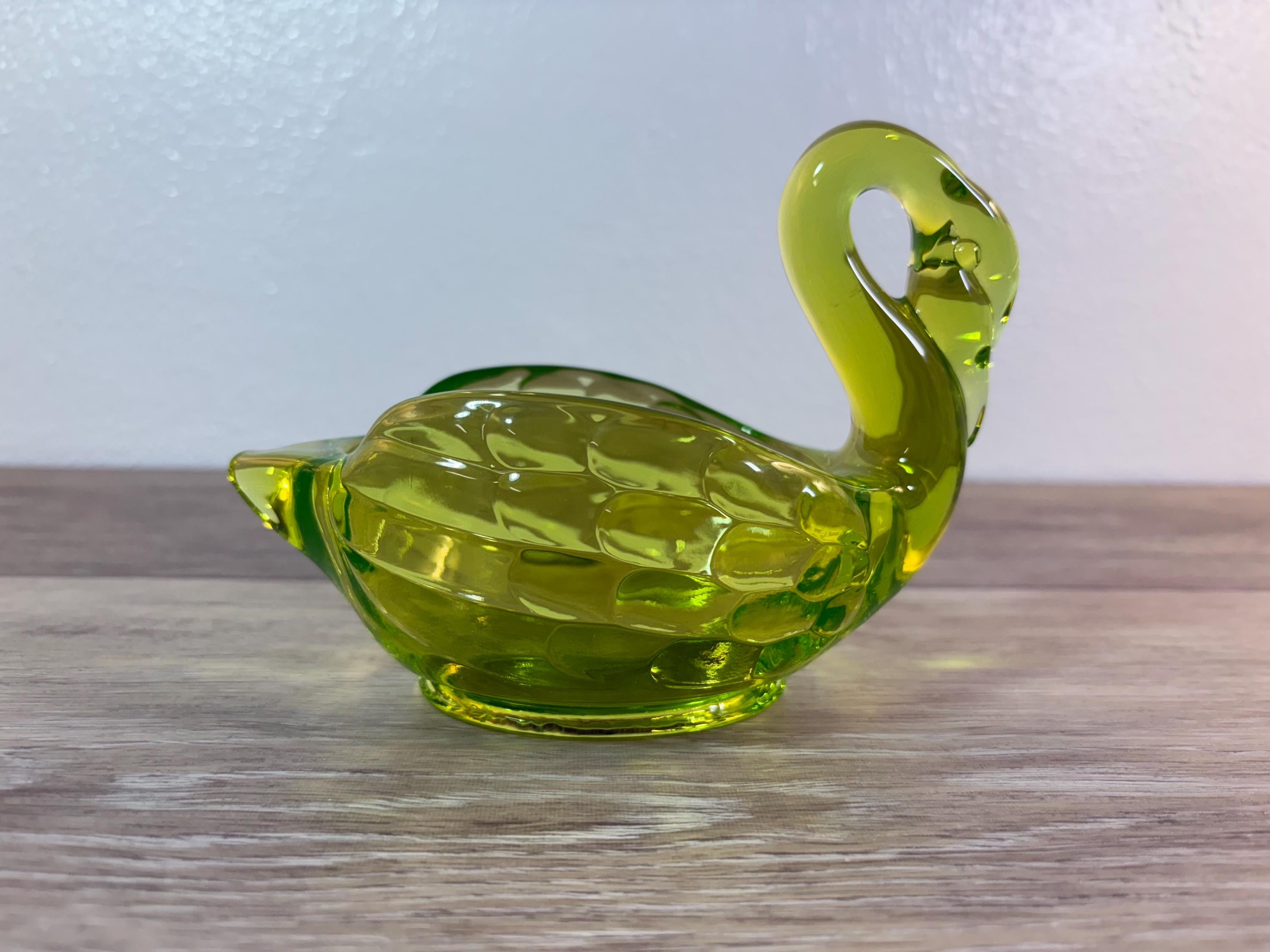 Uranium Glass Swan - Etsy