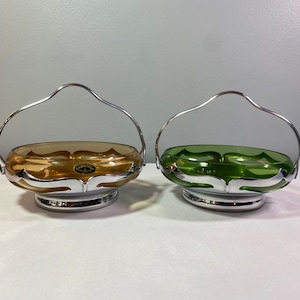 Farber Bros & Cambridge Glass Baskets - Amber - Green
