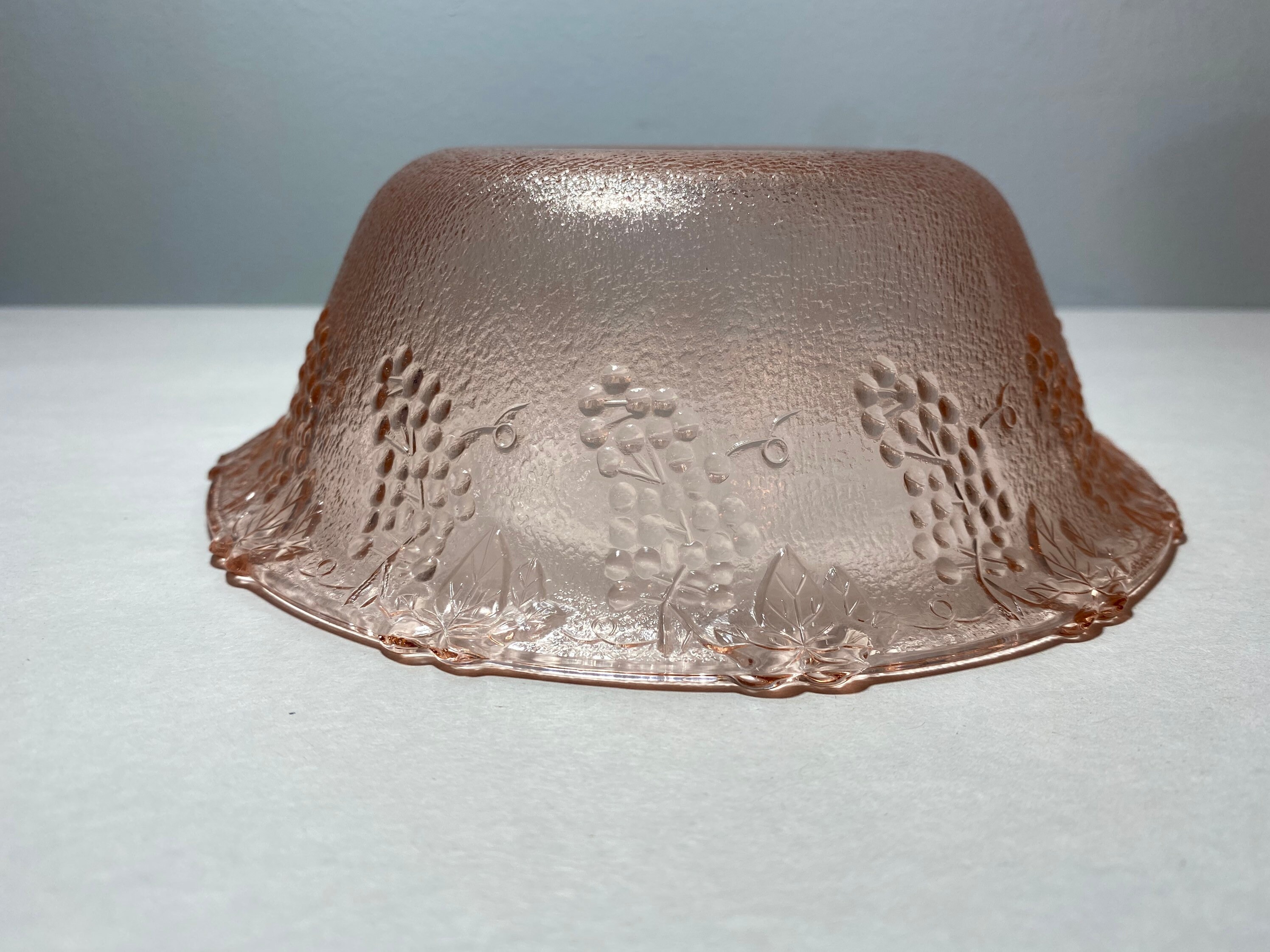 Vintage 1950s Pink Depression Glass Bowls, Grape Motif Design Etsy