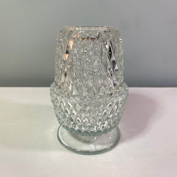 Indiana Glass Clear Diamond Point Fairy Lamp (Round Base)