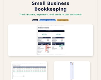 Small Business Bookkeeping Spreadsheet | Income Expense Tracker (Digital Download)
