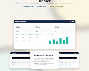 Freelancer Invoice Tracker Spreadsheet | Excel Invoice Log | Client Billing Payment Tracker