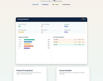 Product Pricing Calculator Spreadsheet | Excel Profit Margin Template | Small Business Pricing Tool