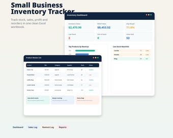 Small Business Inventory Tracker | Excel Inventory Template | Stock Management Spreadsheet