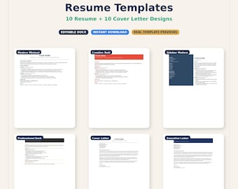 Resume Template Bundle | 10 Professional CV Designs (Word, Google Docs)