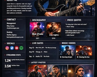 Musician EPK Builder | Electronic Press Kit Template (HTML App)