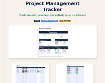Project Management Tracker Spreadsheet | Task, Budget, Milestone Planner (Digital Download)