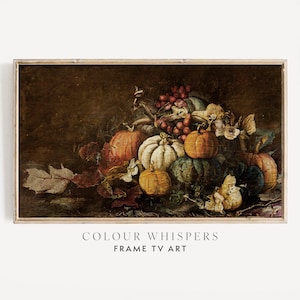 Pumpkin Vintage Oil Painting for Samsung Frame TV, Cottage Fall Decor, Thanksgiving Wall Art, Instant Download