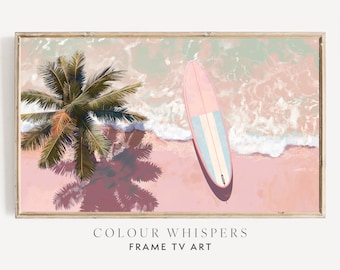 Beach Surfboard Samsung Frame TV Art, Pink Sand (Digital Download) | CWSU-T013