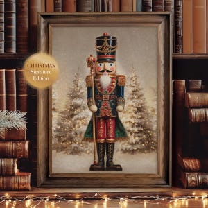 Nutcracker Christmas Print | Vintage Christmas Wall Art | Nutcracker Soldiers Oil Painting | Festive Winter Decor | Digital Instant Download