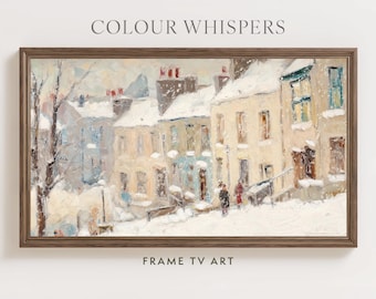 Christmas Frame TV Art | Village Oil Painting | Snowy Christmas Scene | Christmas Houses TV Art  | Samsung TV Christmas | Instant Download