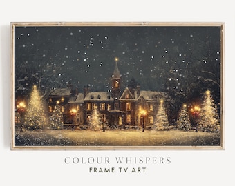 Christmas Frame TV Art | Christmas Village Oil Painting | Cozy Christmas Painting | Festive Winter Art | Instant Download
