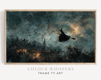 Halloween Frame TV Art, Witch Oil Painting, Spooky Halloween Decor, Samsung Frame TV, Halloween Wall Art, Instant Download