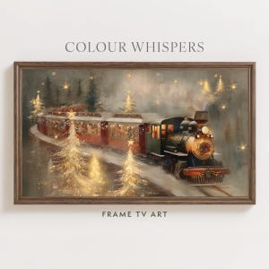 Christmas Frame TV Art | Christmas Train TV Art| Vintage Christmas Oil Painting | Festive Holiday Decor | Winter TV Art | Instant Download