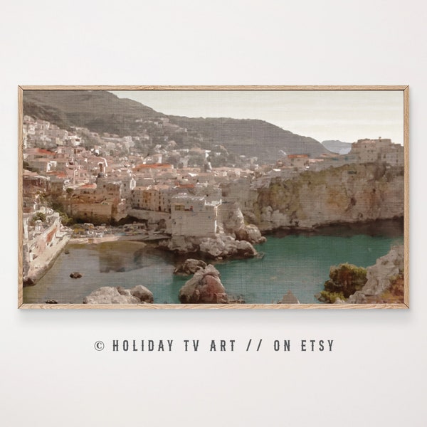 Samsung Frame TV Art Dubrovnik Frame TV Art Coastal tv Art Coastal Oil Painting Croatia Wall Art Beach Frame TV Art Croatia Frame tv Ocean