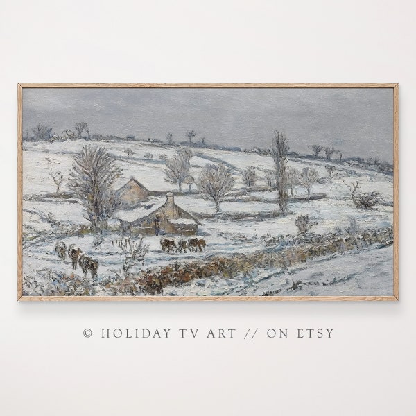 Winter TV Art, Winter Oil Painting, Christmas Frame TV Art, Winter Wonderland, Snowy Landscape, Samsung Frame TV Art, Instant Download