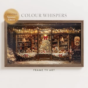 Christmas Bookshop TV Art | Christmas Frame TV Art | Festive Holiday Scene | Winter TV Art | Christmas Oil Painting | Instant Download