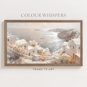 Santorini Oil Painting for Samsung Frame TV | Greece Coastal Art | Digital Instant Download