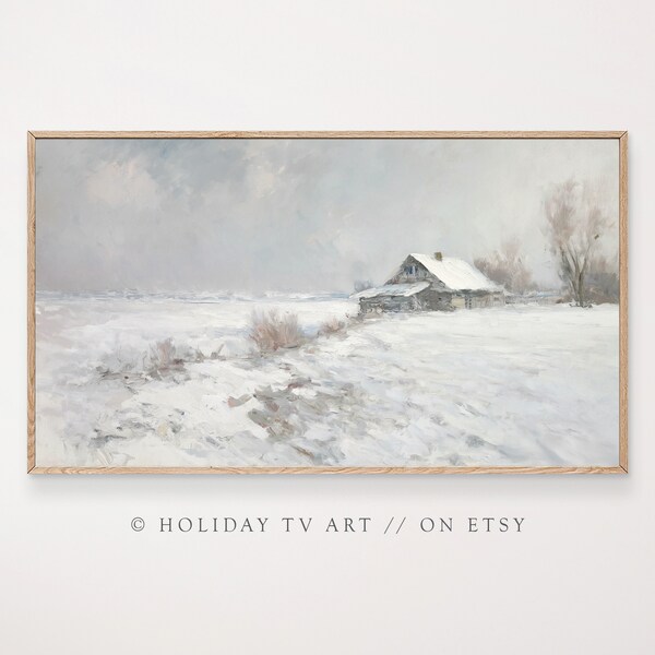 Winter TV Art, Winter Oil Painting, Christmas Frame TV Art, Winter Wonderland, Snowy Landscape, Samsung Frame TV Art, Instant Download