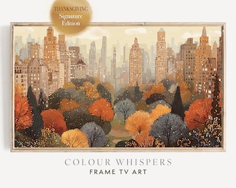 Herbst Bilderrahmen TV Art | NYC Central Park Herbst Ölgemälde | Herbstliche Landschaft | Samsung TV Herbst Dekor | Cozy Thanksgiving Frame TV Art