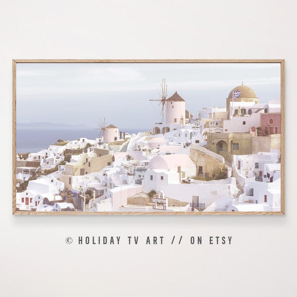 Samsung Frame TV Art,Samsung Art TV,Greece TV Art,Santorini tv Art,Santorini Wall Art,Greece Coastal Wall Art,Beach tv Art,Instant Download