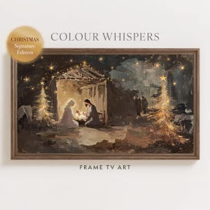 Christmas Frame TV | Abstract Nativity Scene | Festive Christmas Art | Peaceful Manger Oil Painting | Samsung TV | Instant Download