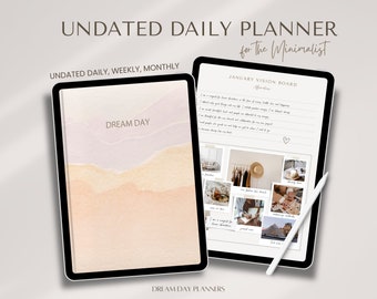 Digital Daily Planner | Monthly Planner | Weekly Planner | Minimalist Planner | GoodNotes Planner | Undated Planner | Daily Digital Notebook