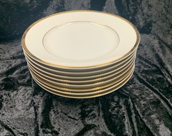 Set of 6 Williams-sonoma BRASSERIE BLUE 9 Large Rim Soup Bowls, White With  Cobalt Blue Bands Rings , Made in Japan, Used 