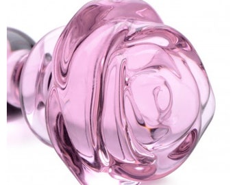 Pink rose glass plug. 3 sizes available