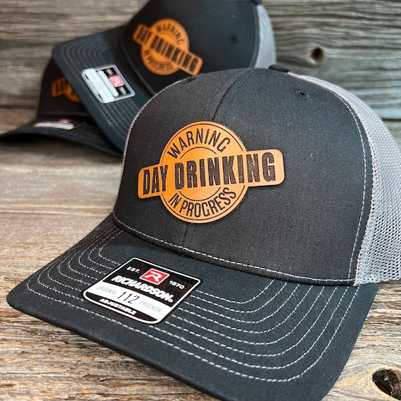 Day Drinking, Funny Leather Patch Hats, Drinking Hats, Alcohol, Beer, Wine,  Whiskey, Variety of Patches 