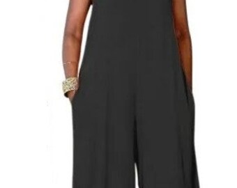 Loose Fit Jumpsuit with Pockets and Wide Legs Plus Size