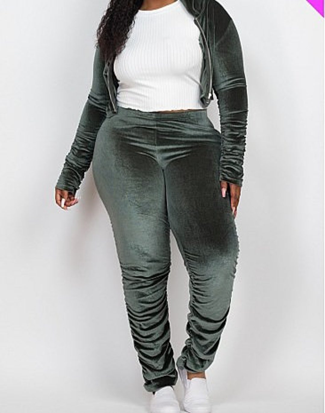 Full Size Striped Zip Up Outerwear and Pants Set Plus Size
