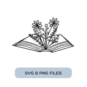 Floral Book PNG | Open Book Flower Cut Files (Digital Download)