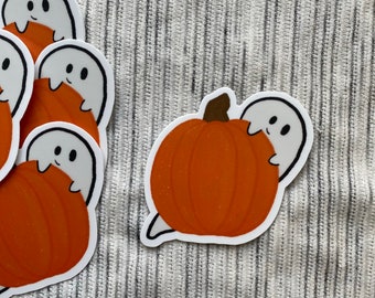 Ghost & Pumpkin Sticker, Waterproof Vinyl Sticker
