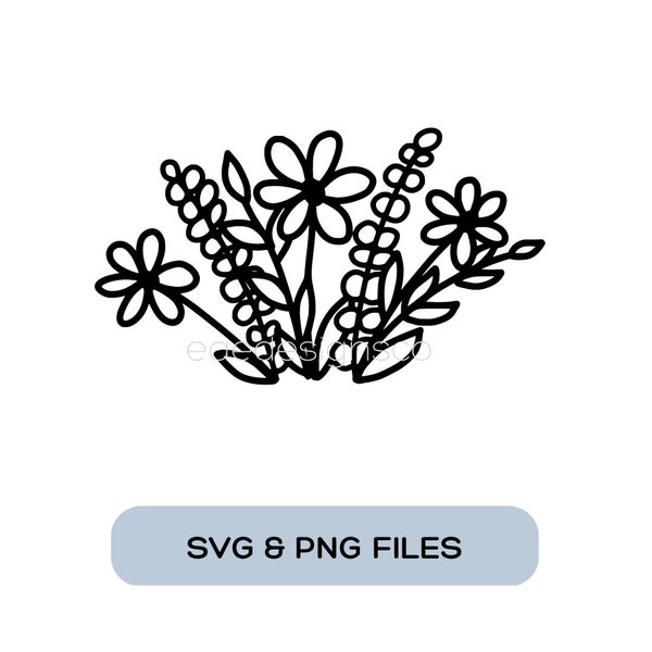 Daisy Flower Bunch Digital Download | Flower SVG | Flower PNG | Floral Cut File | Daisy Bunch Digital File