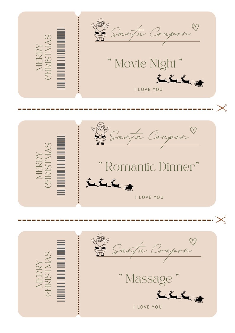 Printable Christmas Vouchers / Couples Christmas Voucher / Romantic ...