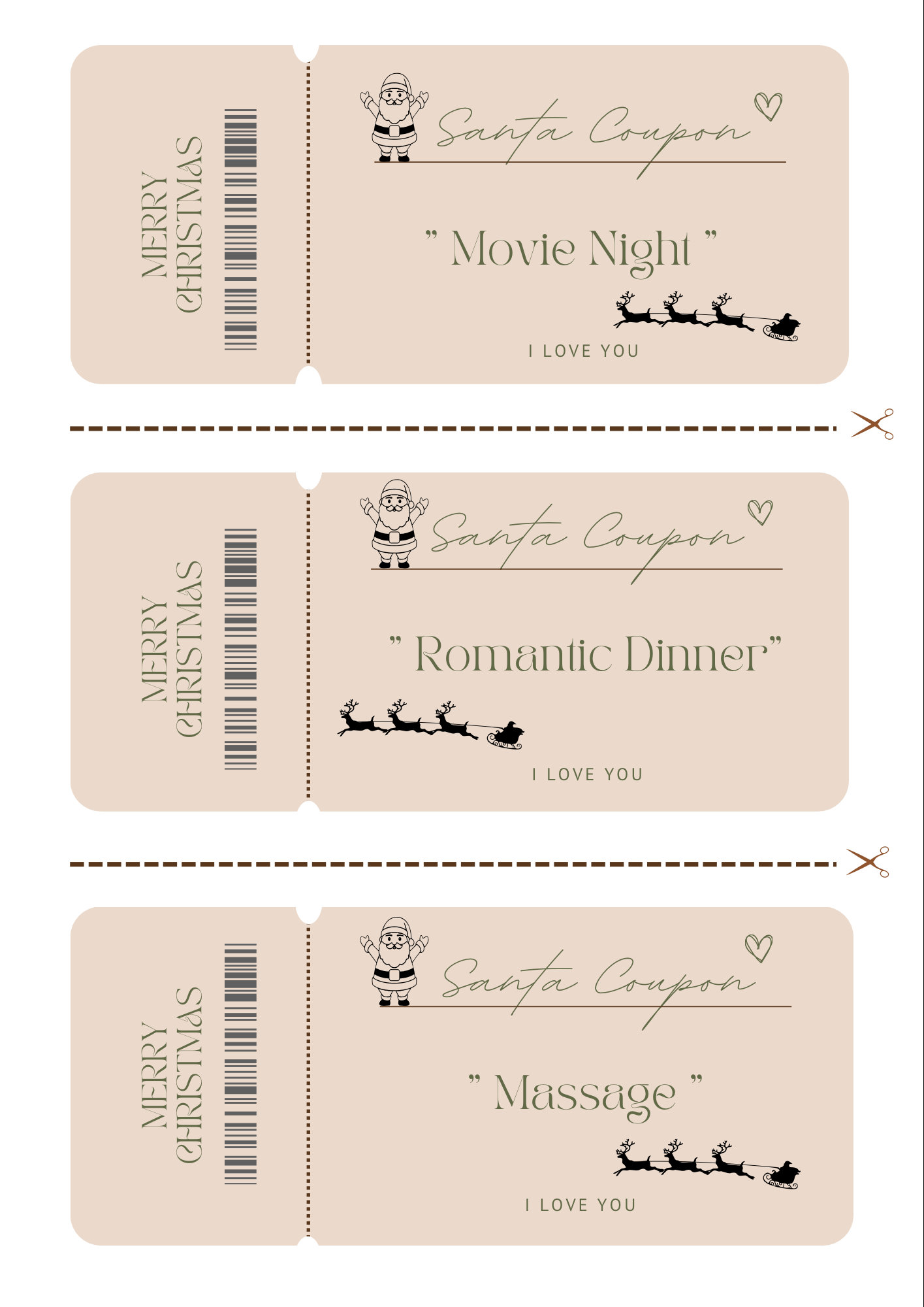 Printable Christmas Vouchers / Couples Christmas Voucher / Romantic ...