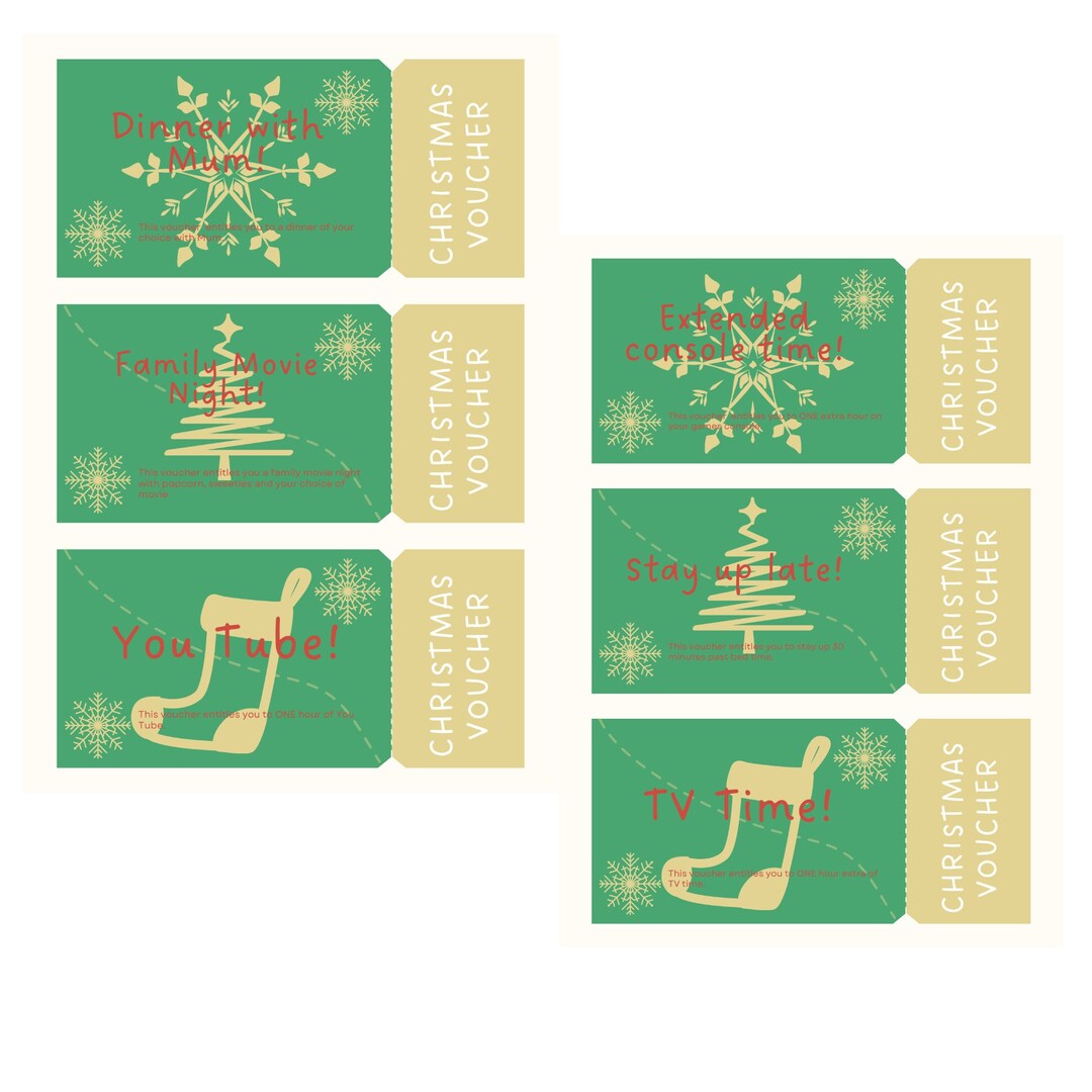 Printable Christmas Vouchers / Kids Christmas Voucher / Etsy