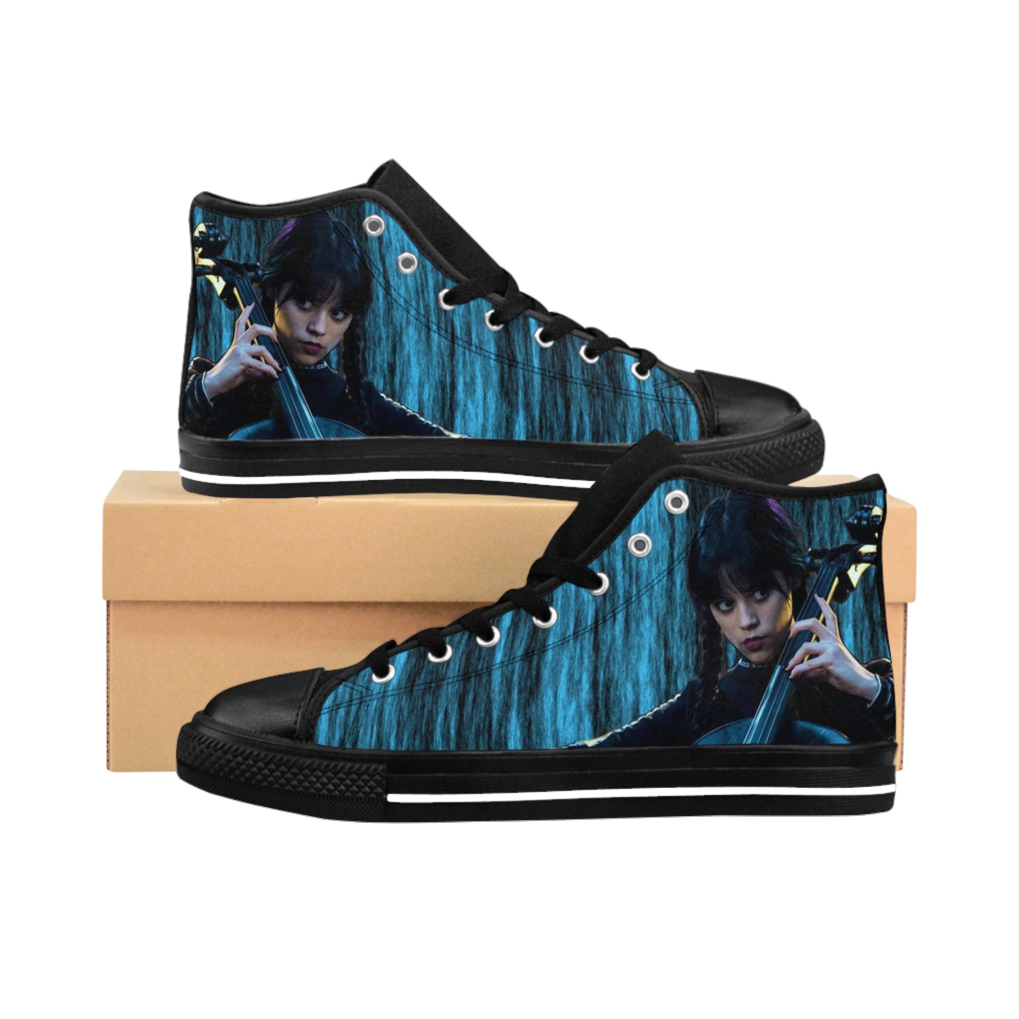Wednesday Addams Playing The Cello High Top's Women's Classic Sneakers