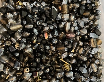 Black /Grey Bead Mix 50g various shapes and sizes