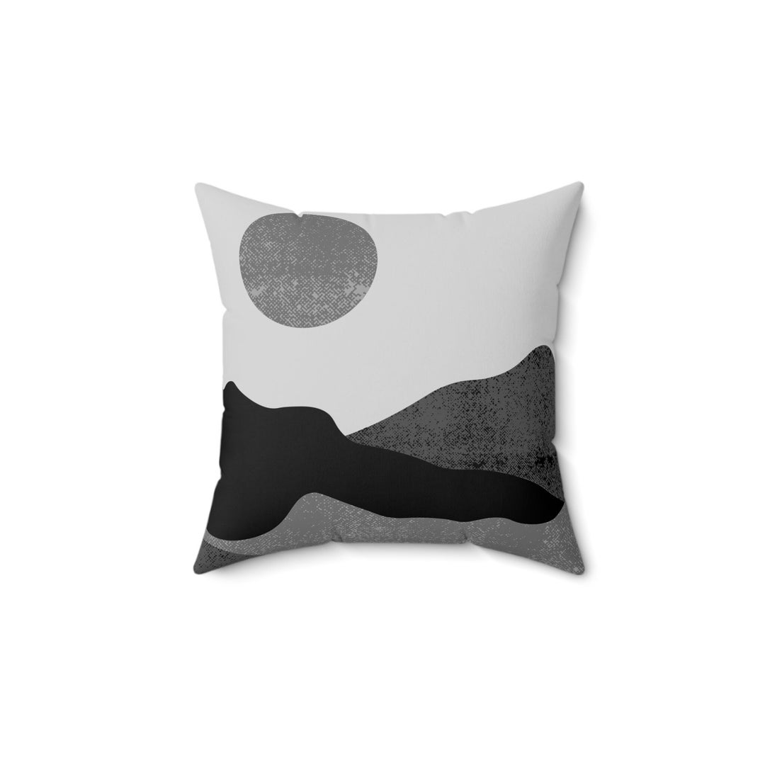 Midnight Black Rustic Mountain Pillow, Polyester Square Pillow, Boho
