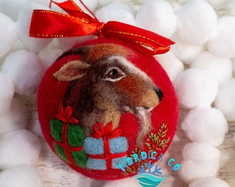 Wool Needle Felted Yule Goat Ornament: Scandinavian Christmas Decor