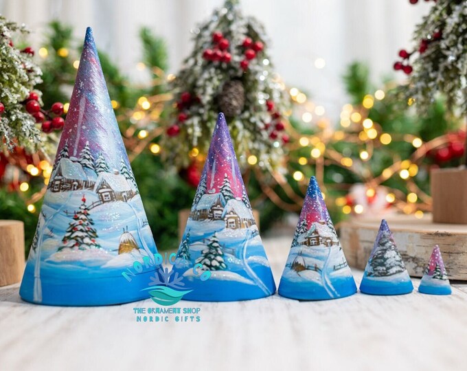 Nesting Cone , Stacking Cone , Nesting Doll , Winter Wonderland