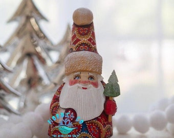 Hand Carved Wooden Santa Gnome: Scandinavian Christmas Decor