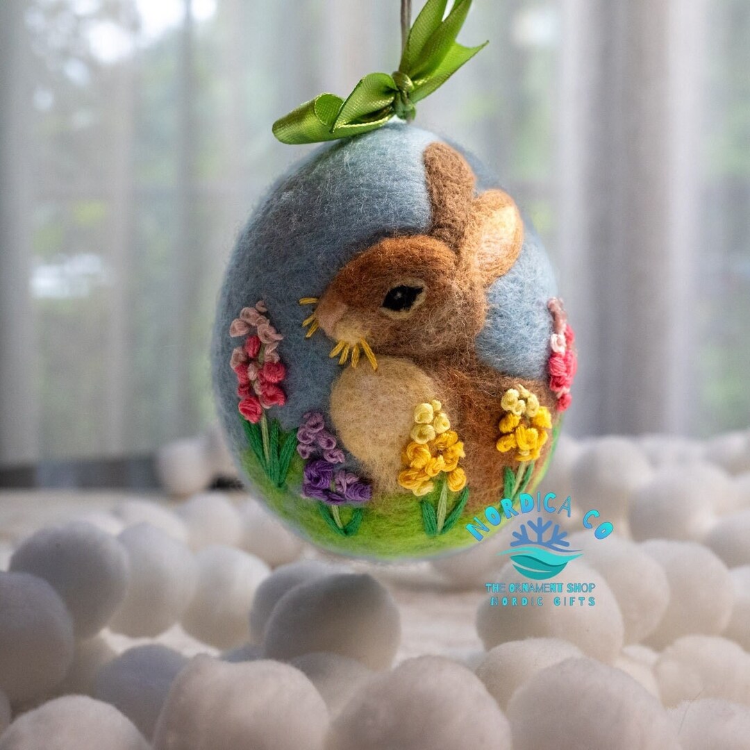 Needle Felted Wool Bunny Ornament: Handmade Easter/christmas Decor - Etsy