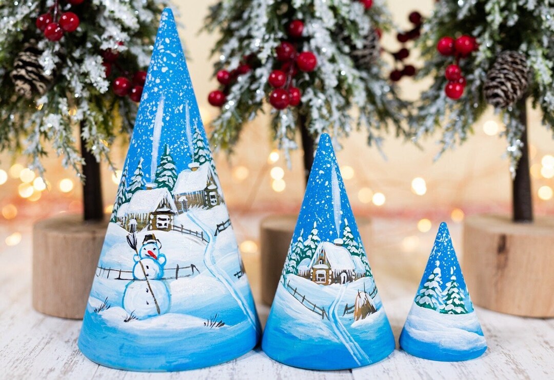 Wooden Handmade Nesting Cone , Hand Painted Stacking Cone , Nesting