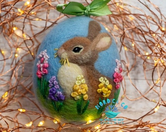 wool felt ornament , bunny ornament , felt bunny , felt rabbit , Easter bunny , rabbit ornament , Christmas ornament , handmade ornament