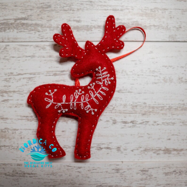 SET of 2 Hand Crafted Felt Wool Deer Ornaments Felt Deers Etsy